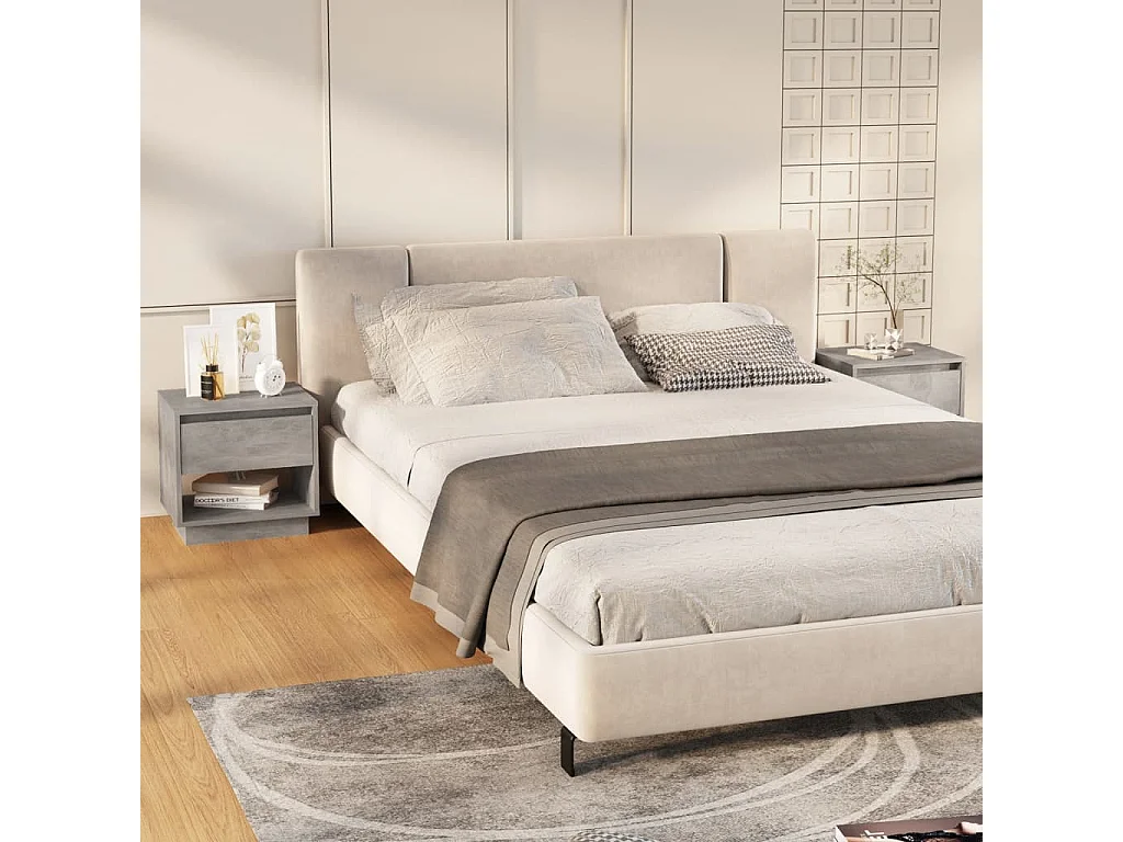 Zalyn  Tables de chevet 2 pcs Gris béton 45x34x44 cm Bois d'ingénierie