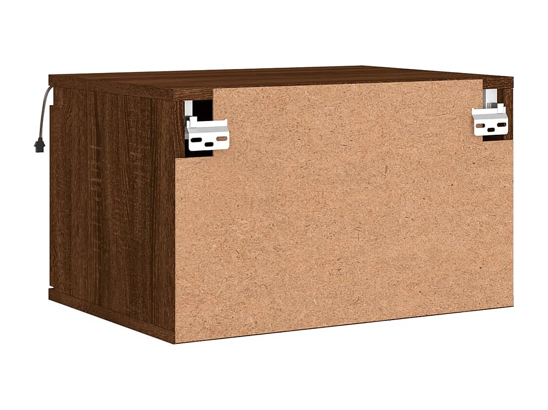 Vibeke  Table de chevet murale avec lumières LED chêne marron