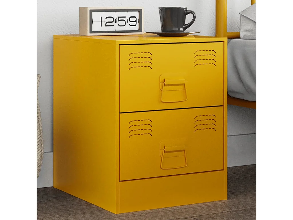 Groton  Table de chevet jaune 34,5x39x44 cm acier