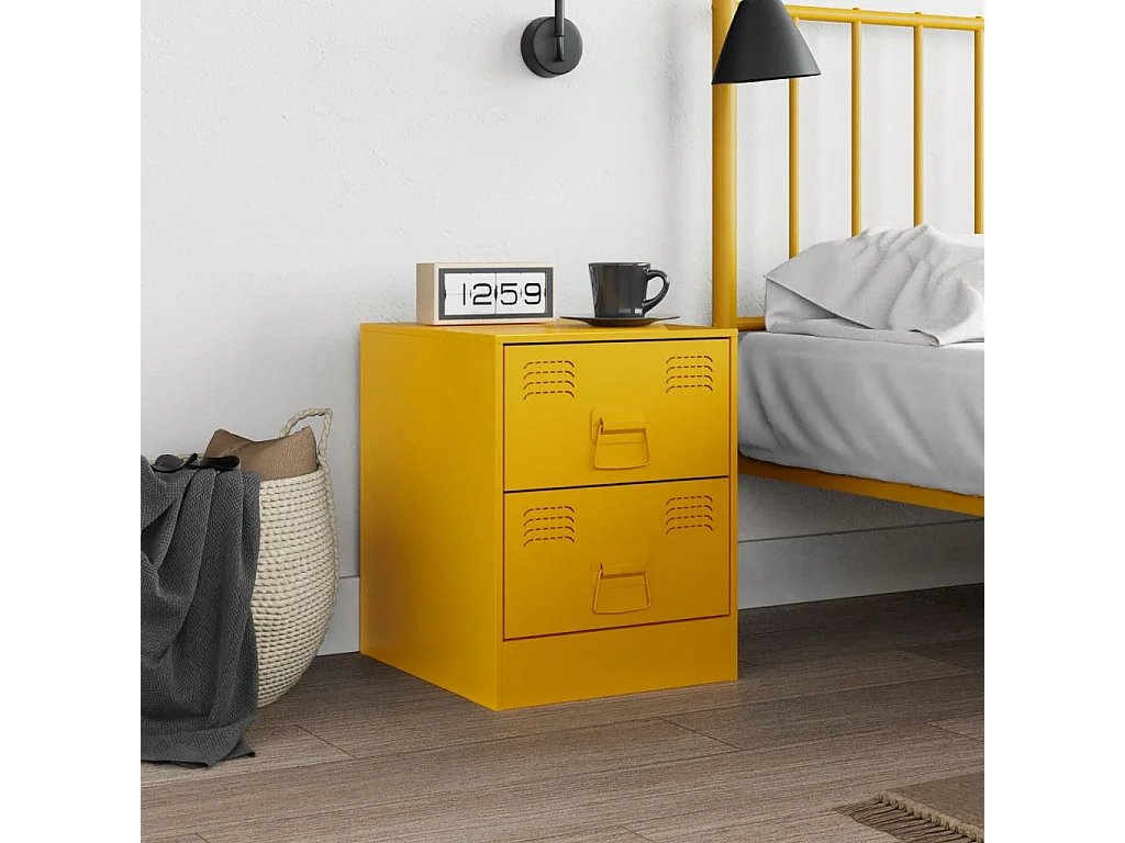 Groton  Table de chevet jaune 34,5x39x44 cm acier