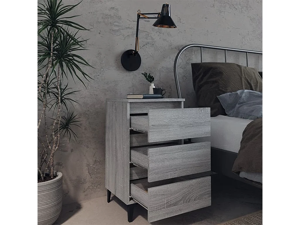 Artan  Nachtkastje met metalen poten 40x35x69 cm grijs sonoma eiken