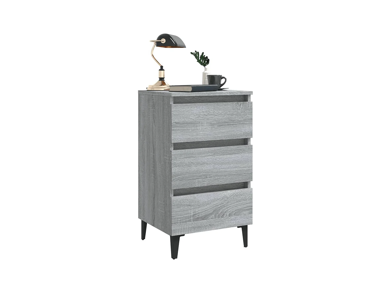 Artan  Table de chevet avec pieds en métal Sonoma gris 40x35x69 cm