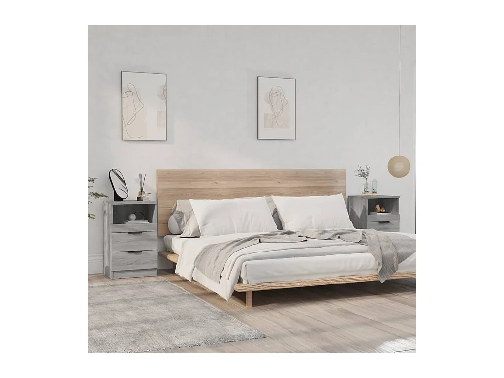 Damien  Tables de chevet 2 pcs Sonoma gris Bois d'ingénierie