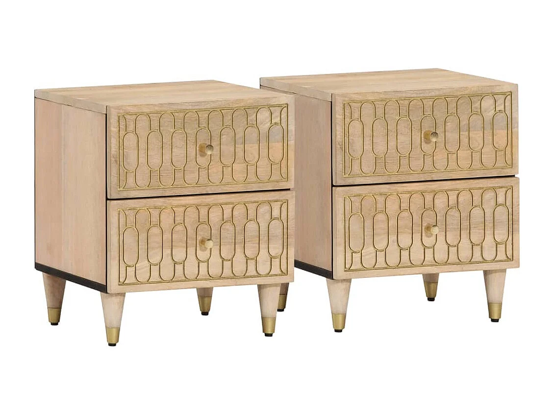 Fryrda  Tables de chevet 2 pcs 40x33x46 cm Bois de manguier solide