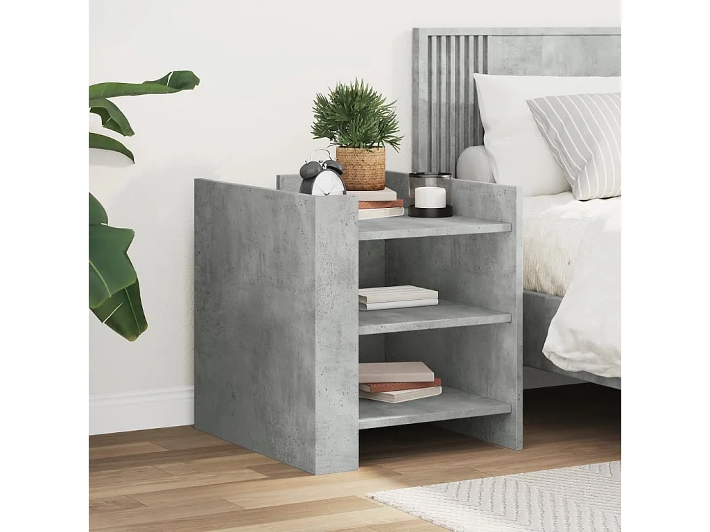 Sophie-Alix  Table de chevet gris béton 45x50x50 cm bois d'ingénierie