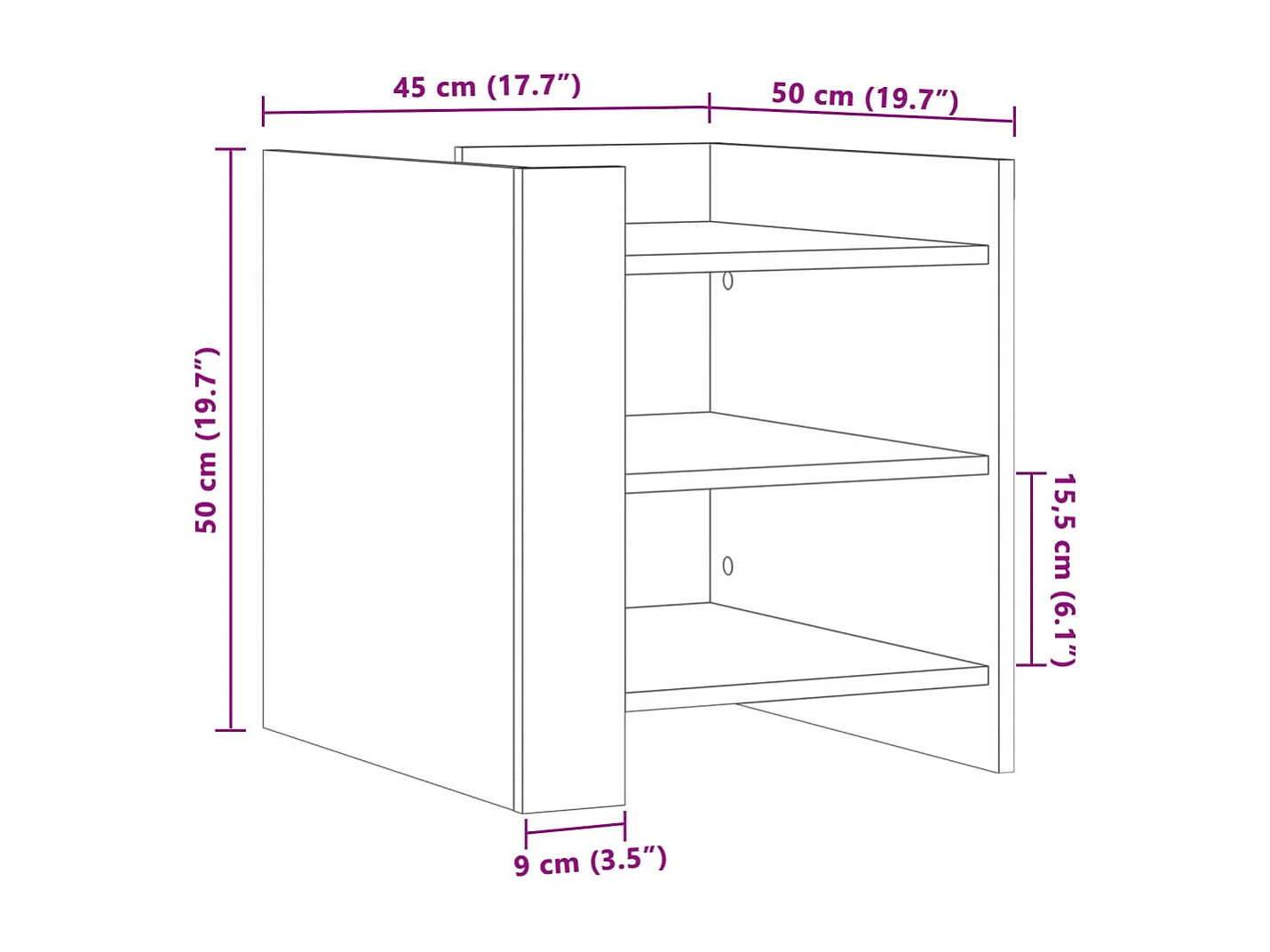 Sophie-Alix  Table de chevet gris béton 45x50x50 cm bois d'ingénierie