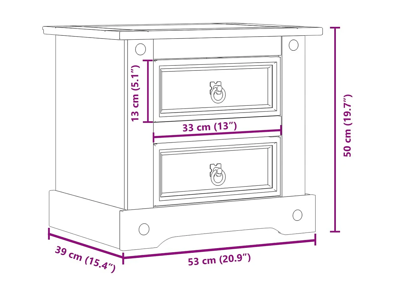 Garden Furniture -  Table de chevet Corona 53x39x50 cm bois de pin massif