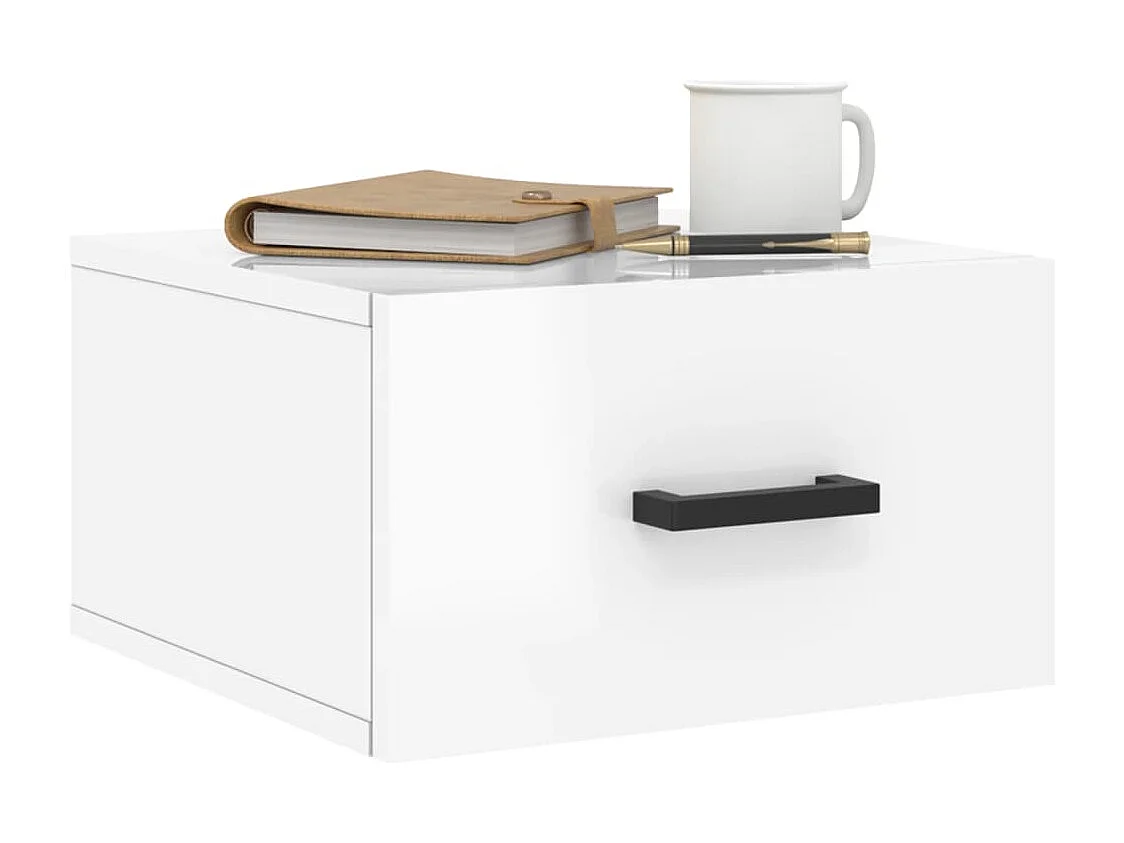 Franconville  Table de chevet murale blanc brillant 35x35x20 cm