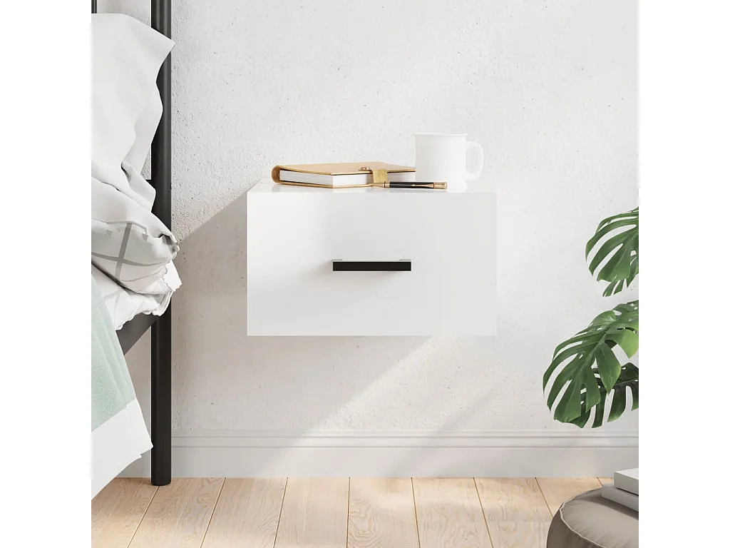 Franconville  Table de chevet murale blanc brillant 35x35x20 cm