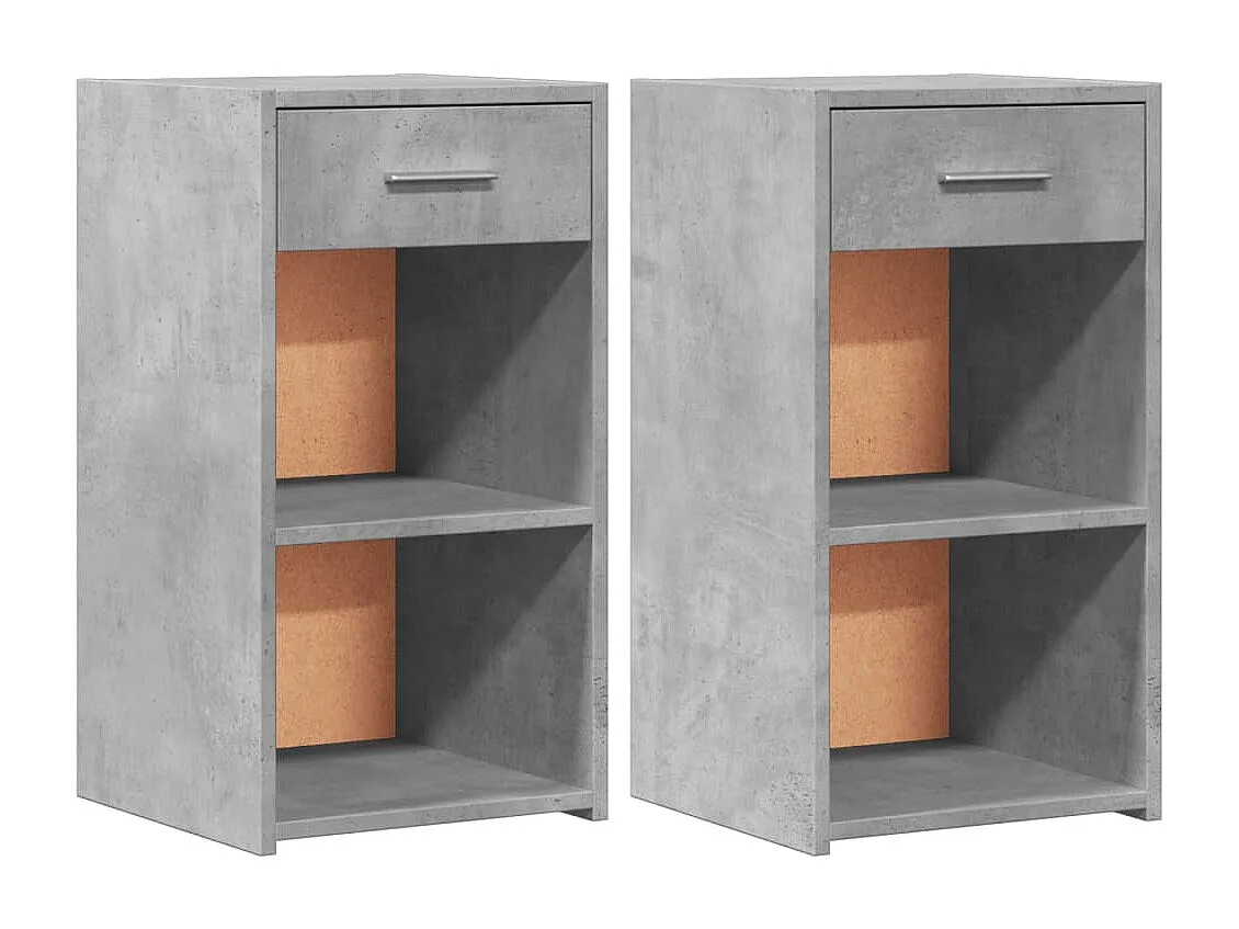 Ragna  Nachtkastjes 2 st 35x34x65 cm bewerkt hout betongrijs