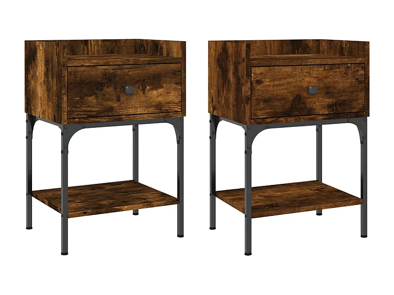 Charlie  Tables de chevet 2pcs chêne fumé 40,5x31x60cm bois d’ingénierie