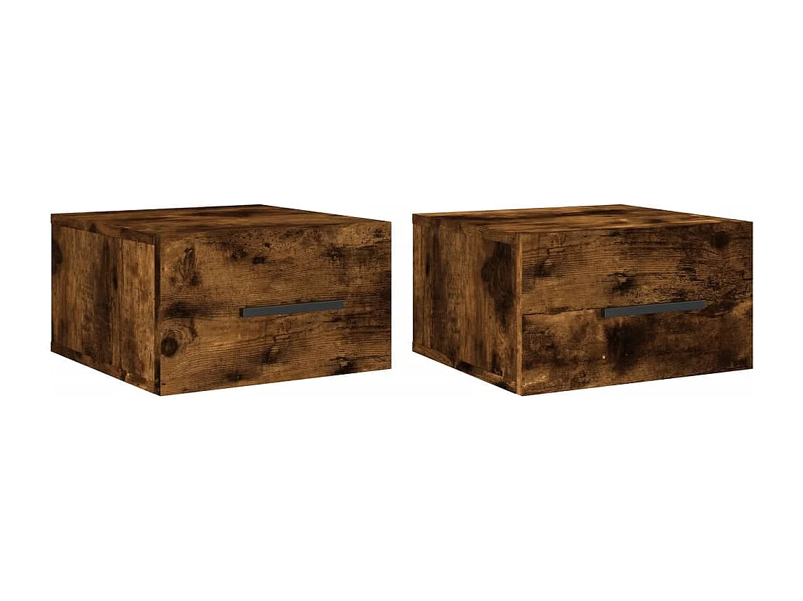 Evelyn Marie  Nachtkastjes 2 st wandgemonteerd 35x35x20 cm gerookt eikenkleur