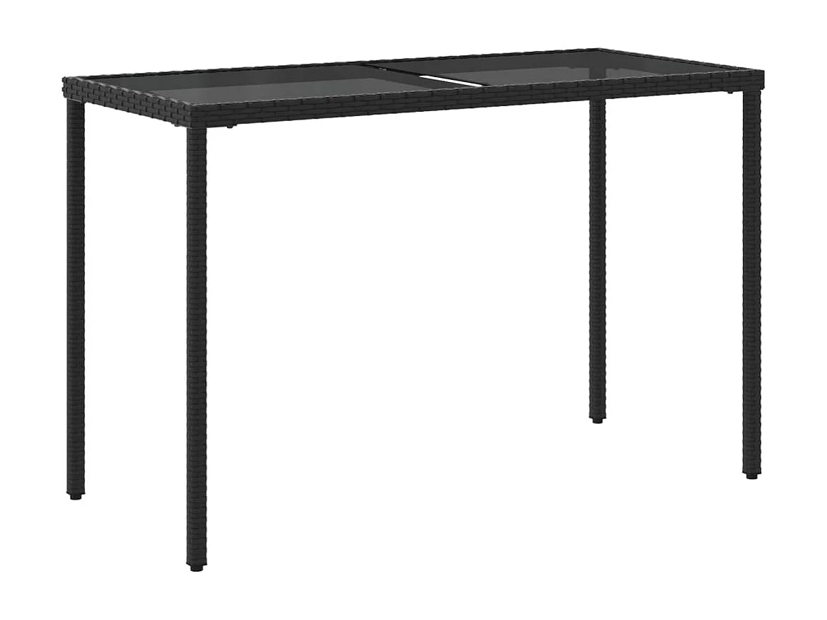 Leryn  Mesa de jardín superficie de vidrio ratán PE negro 115x54x74 cm