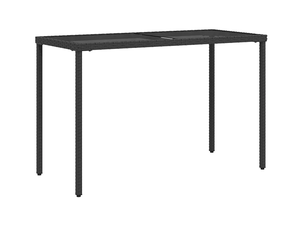 Leryn  Table de jardin dessus en verre noir 115x54x74cm résine tressée