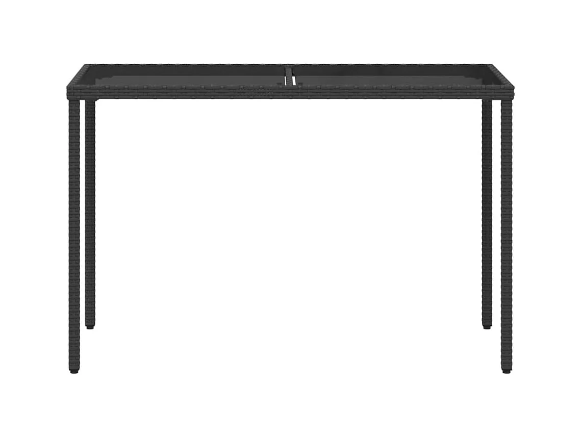 Leryn  Gartentisch mit Glasplatte Schwarz 115x54x74 cm Poly Rattan