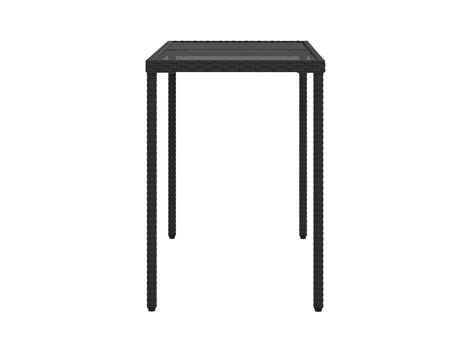 Leryn  Gartentisch mit Glasplatte Schwarz 115x54x74 cm Poly Rattan