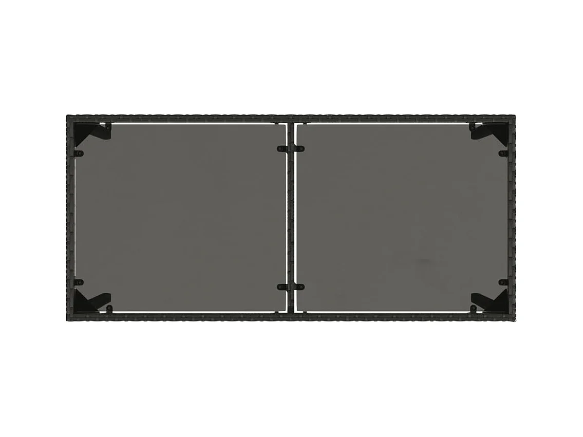 Leryn  Gartentisch mit Glasplatte Schwarz 115x54x74 cm Poly Rattan