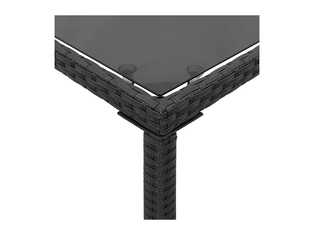 Leryn  Gartentisch mit Glasplatte Schwarz 115x54x74 cm Poly Rattan