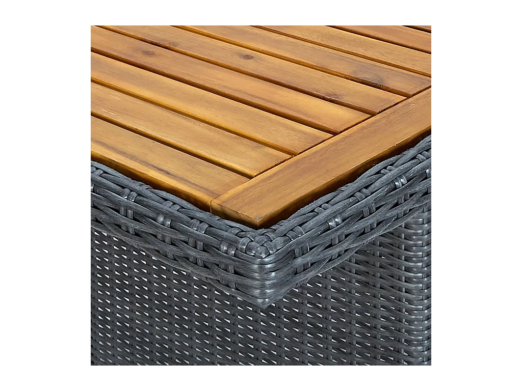 Paul-Alexandre  Gartentisch Dunkelgrau Poly Rattan und Akazie Massivholz