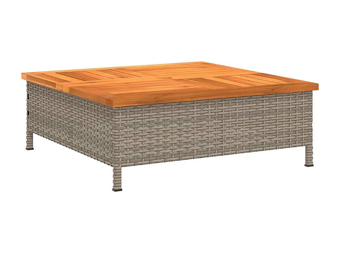 Katja  Table de jardin gris 70x70x25 cm résine tressée et bois acacia