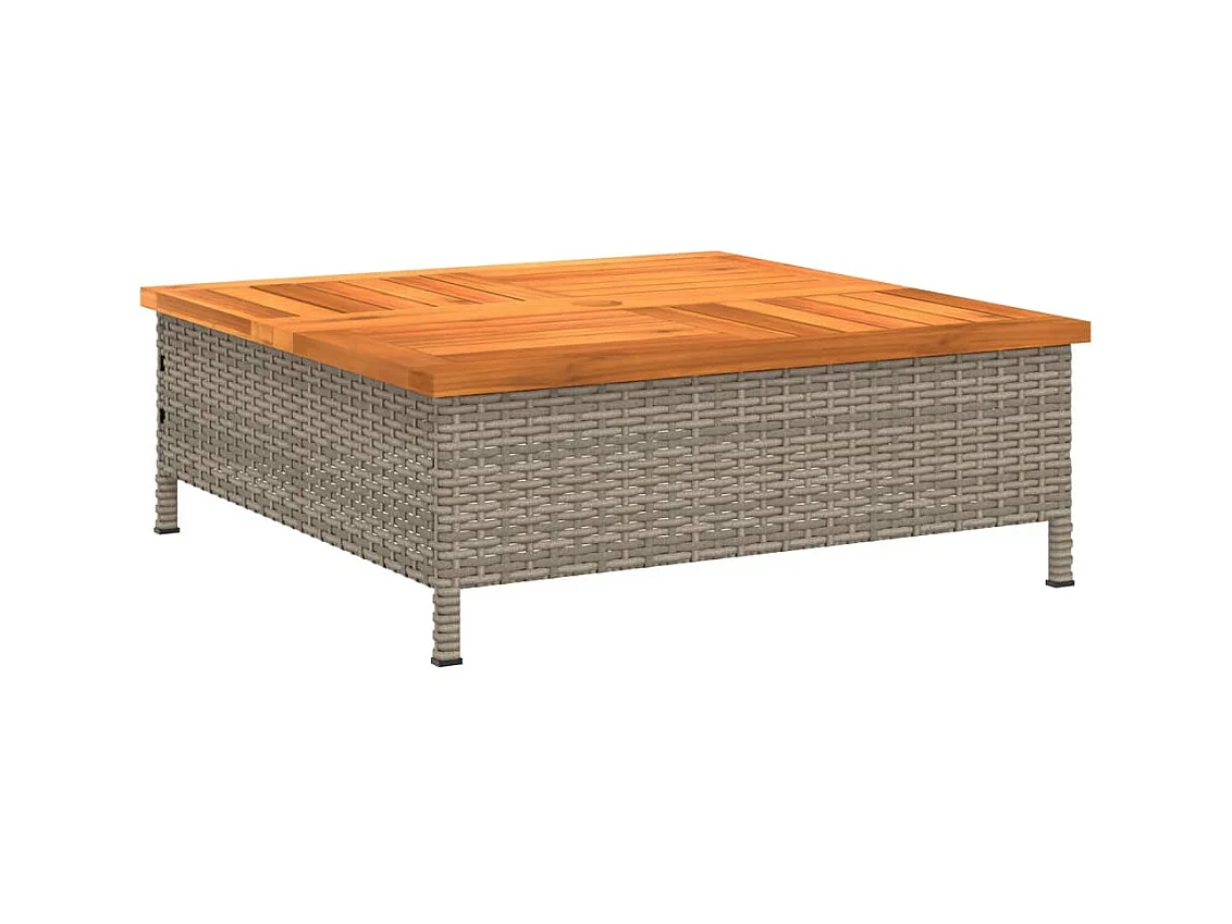 Katja  Gartentisch Grau 70x70x25 cm Rattan und Akazienholz
