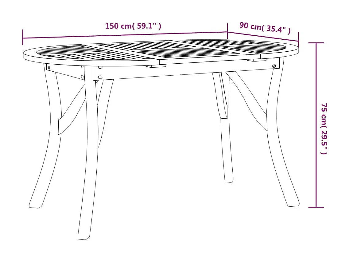 Thuin  Gartentisch 150x90x75 cm Massivholz Akazie