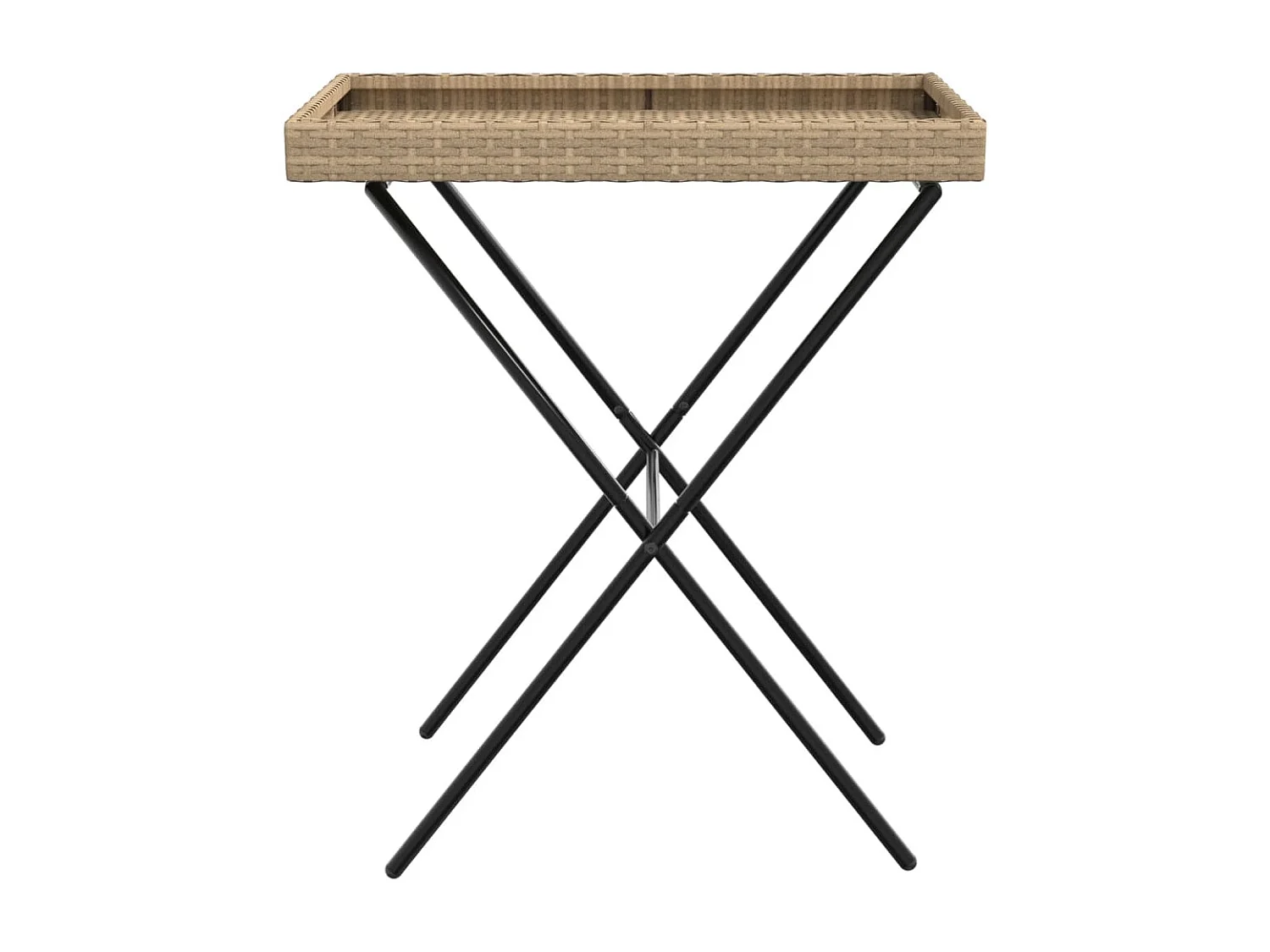 Zaldrik  Tabletttisch Klappbar Beige 65x40x75 cm Poly Rattan