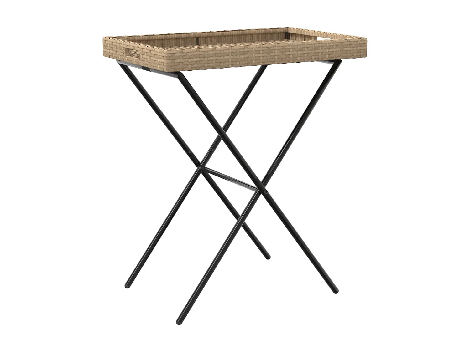 Zaldrik  Tabletttisch Klappbar Beige 65x40x75 cm Poly Rattan