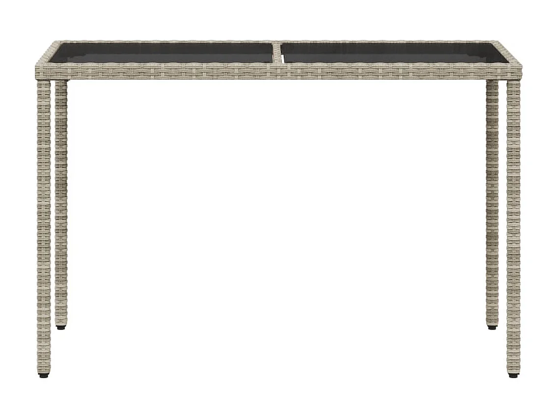 Leryn  Mesa jardín superficie vidrio ratán PE gris claro 115x54x74 cm