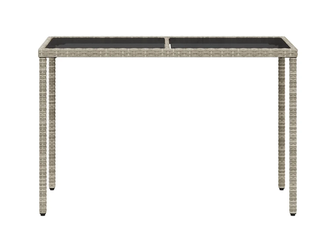 Leryn  Gartentisch mit Glasplatte Hellgrau 115x54x74 cm Poly Rattan