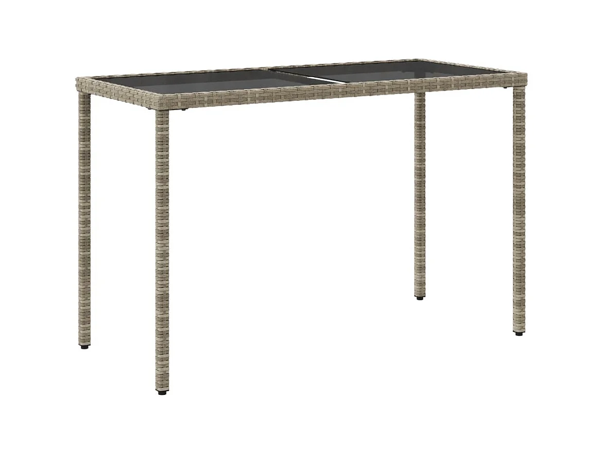 Leryn  Gartentisch mit Glasplatte Hellgrau 115x54x74 cm Poly Rattan