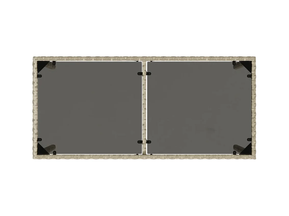 Leryn  Gartentisch mit Glasplatte Hellgrau 115x54x74 cm Poly Rattan