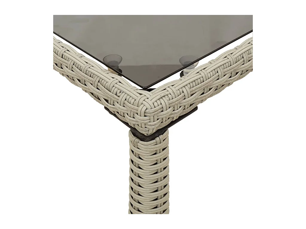 Leryn  Gartentisch mit Glasplatte Hellgrau 115x54x74 cm Poly Rattan