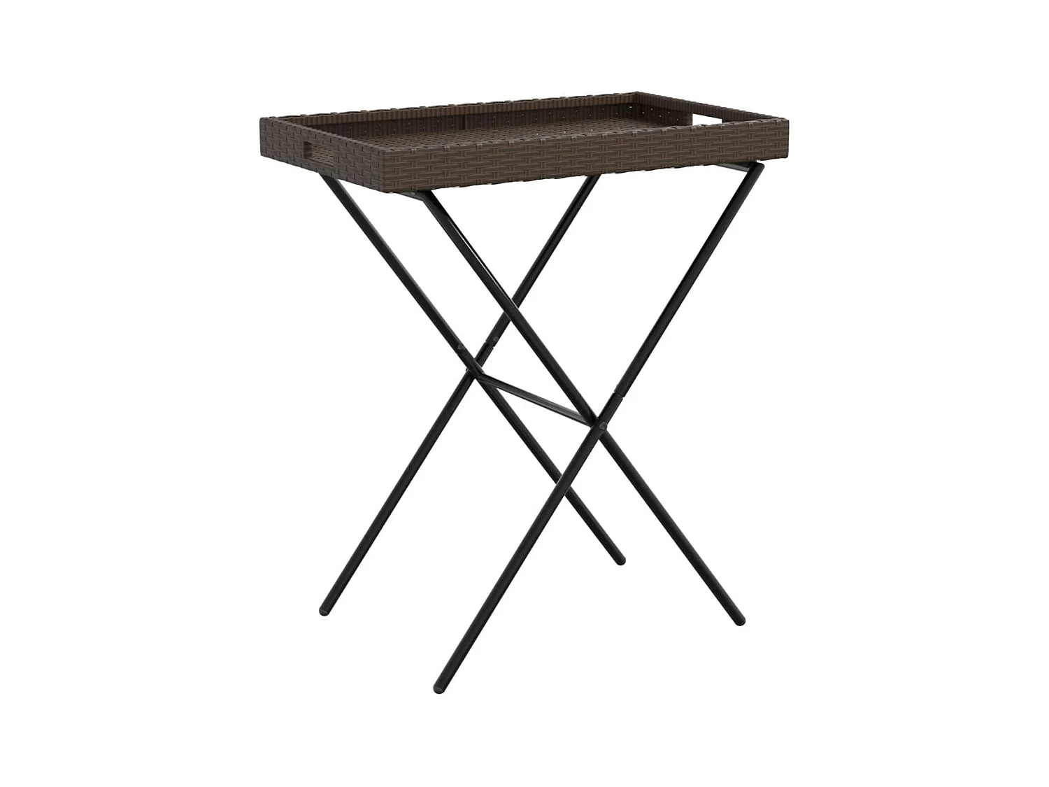 Zaldrik  Table à plateau pliable marron 65x40x75 cm résine tressée