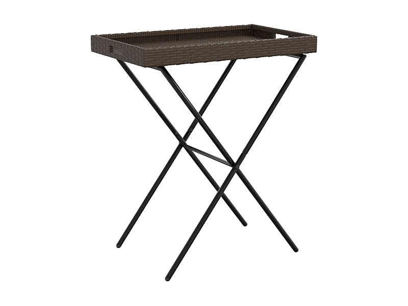 Zaldrik  Table à plateau pliable marron 65x40x75 cm résine tressée