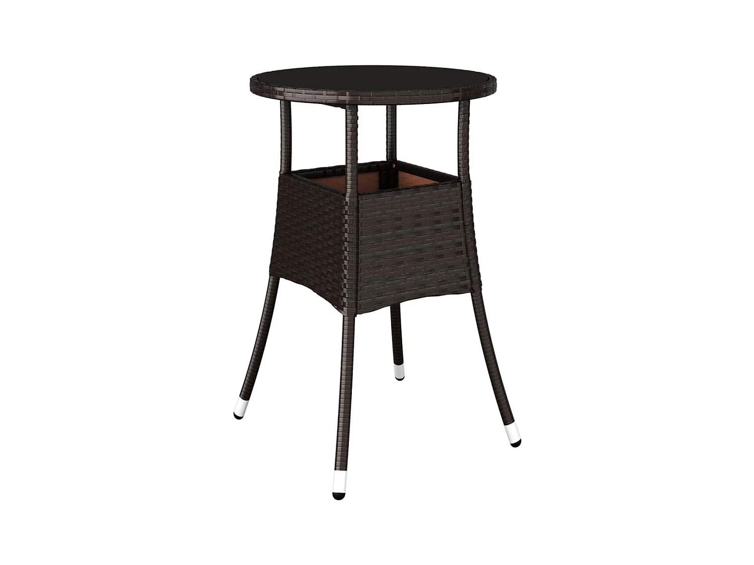 Lorkir  Table de jardin Ø60x75 cm Verre trempé/résine tressée Marron
