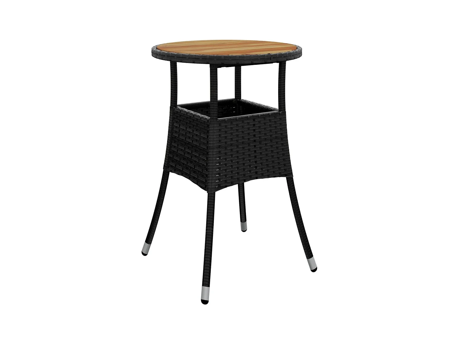 Marie-Elodie  Table de jardin Ø60x75 cm Acacia et résine tressée Noir