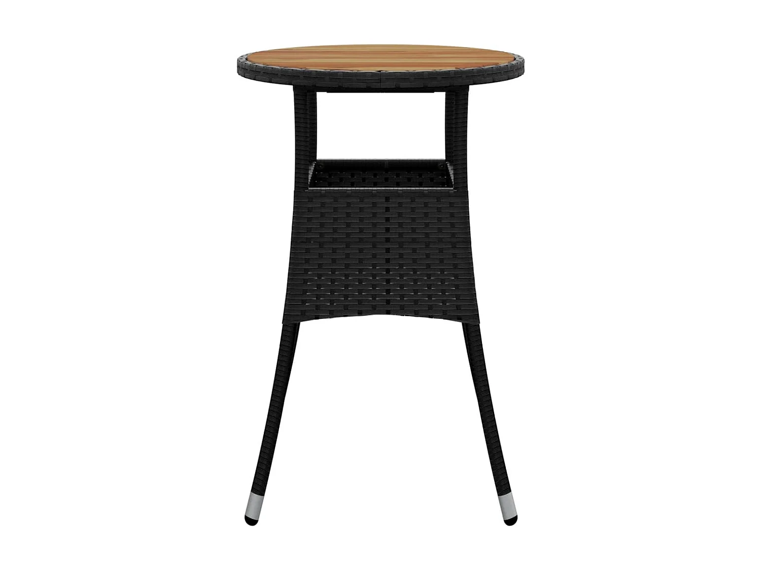 Marie-Elodie  Gartentisch Ø60x75 cm Akazienholz und Poly Rattan Schwarz