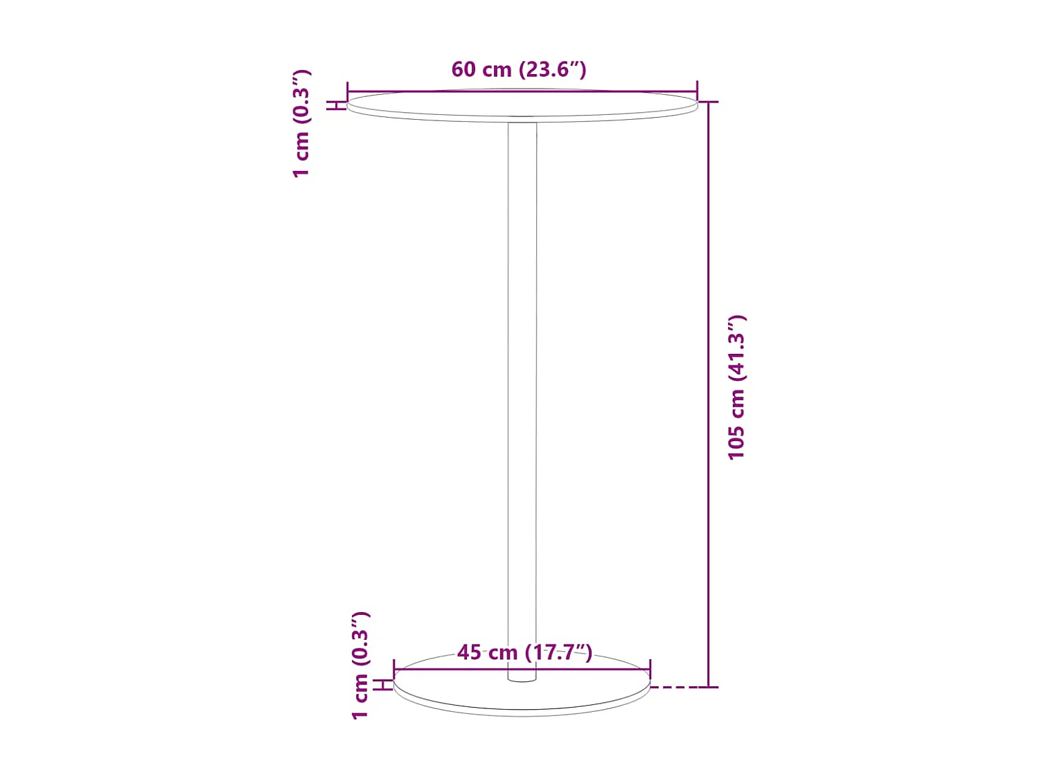 Garden Furniture -  Gartentisch Rund Schwarz Ø60x105 cm Stahl
