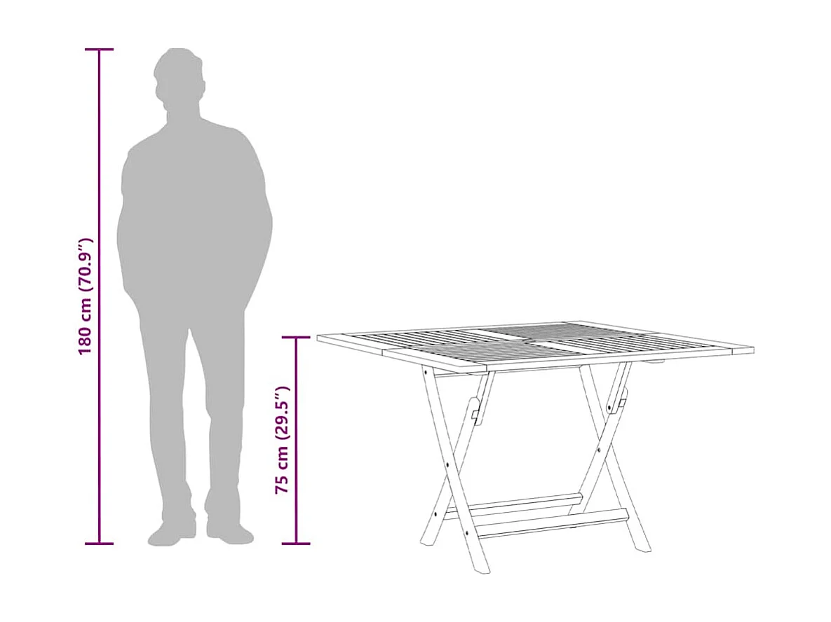 Abelino  Table pliable de jardin Ø 110x75 cm bois massif de teck