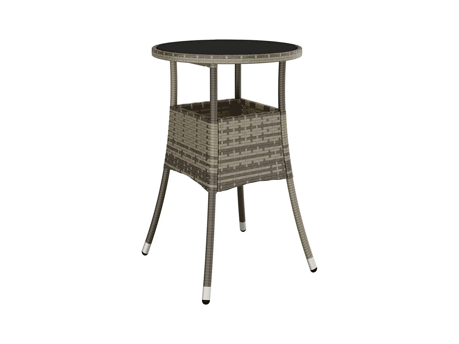 Lorkir  Table de jardin Ø60x75 cm Verre trempé/résine tressée Gris