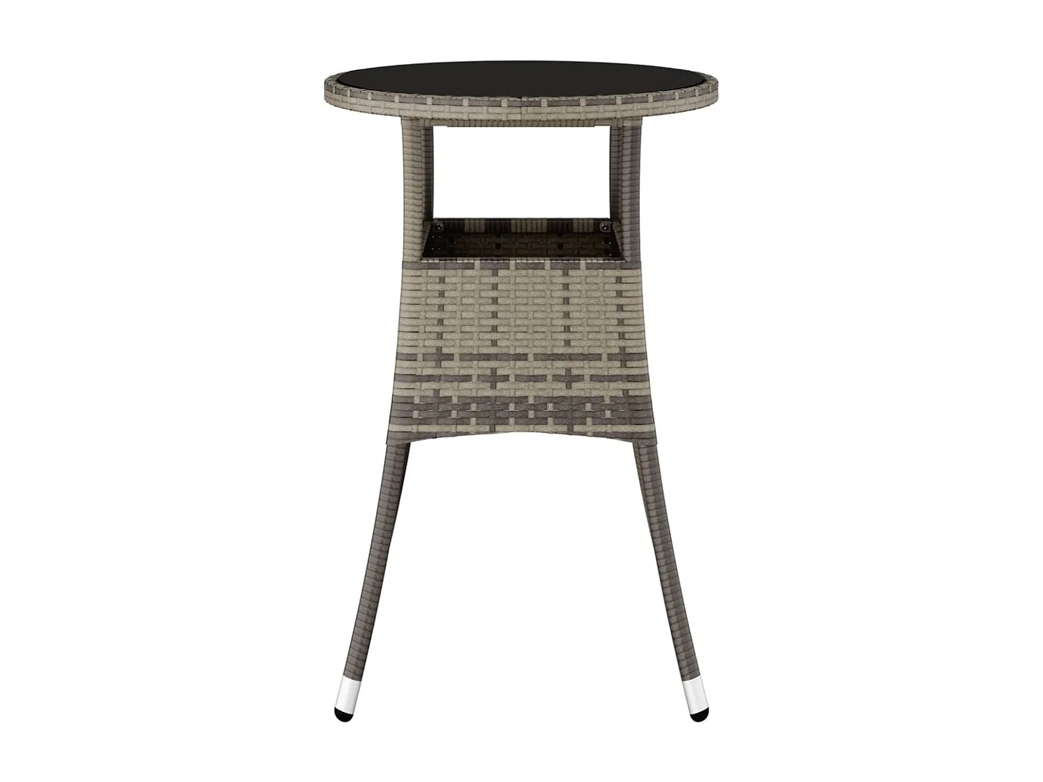 Lorkir  Table de jardin Ø60x75 cm Verre trempé/résine tressée Gris