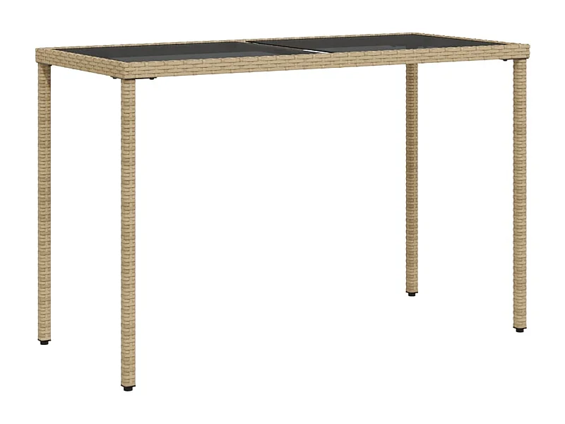 Leryn  Gartentisch mit Glasplatte Beige 115x54x74 cm Poly Rattan