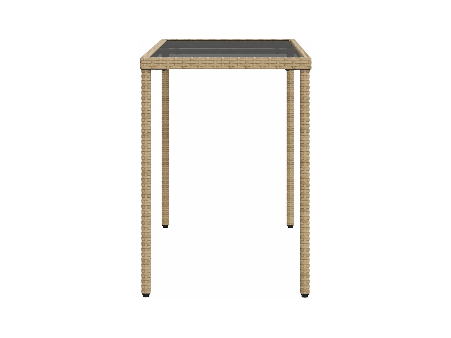 Leryn  Gartentisch mit Glasplatte Beige 115x54x74 cm Poly Rattan