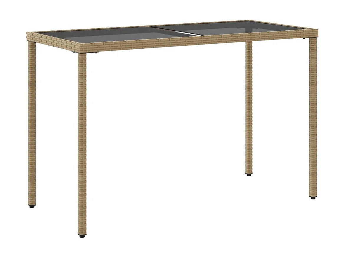 Leryn  Gartentisch mit Glasplatte Beige 115x54x74 cm Poly Rattan