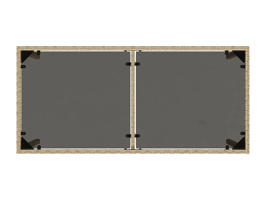 Leryn  Gartentisch mit Glasplatte Beige 115x54x74 cm Poly Rattan