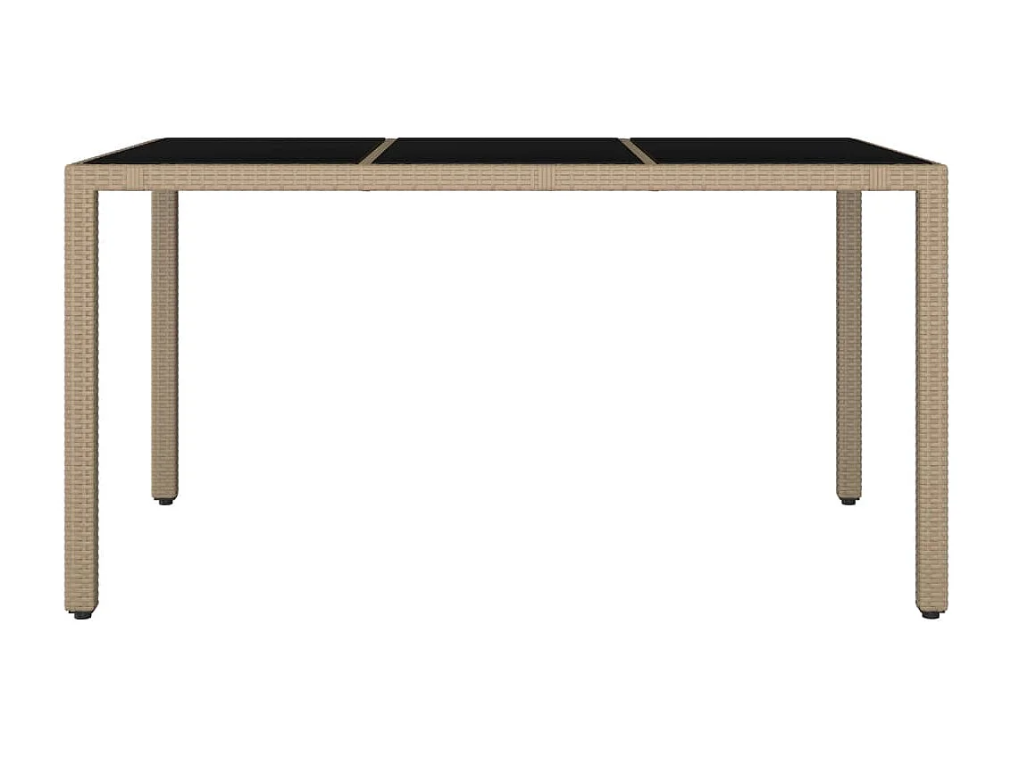 Michiel  Gartentisch mit Glasplatte Beige Poly Rattan & Hartglas