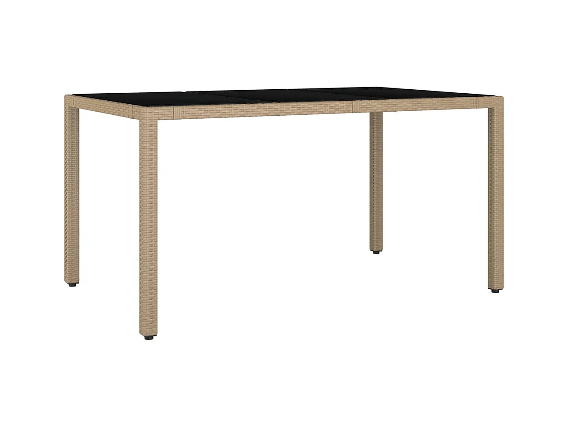 Michiel  Table de jardin plateau en verre Résine tressée verre trempé
