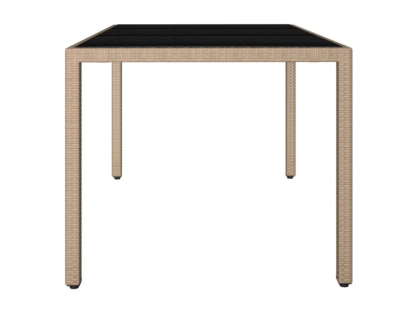 Michiel  Tavolo da Giardino Piano Vetro Beige Polyrattan Vetro Temperato