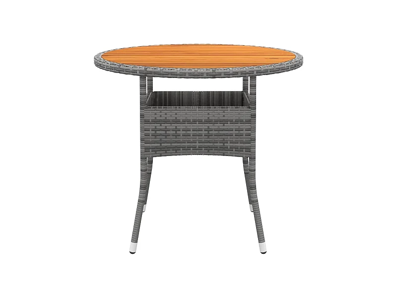 Inkster  Gartentisch Ø80x75 cm Akazienholz und Poly Rattan Grau